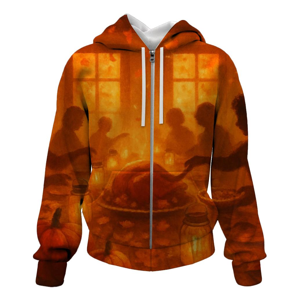 Harvest Lantern Table zip-up hoodies