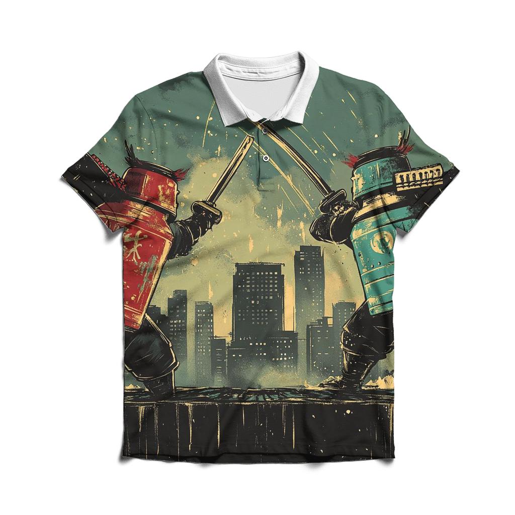 Soda Pop Samurai Showdown designer slim fit polos