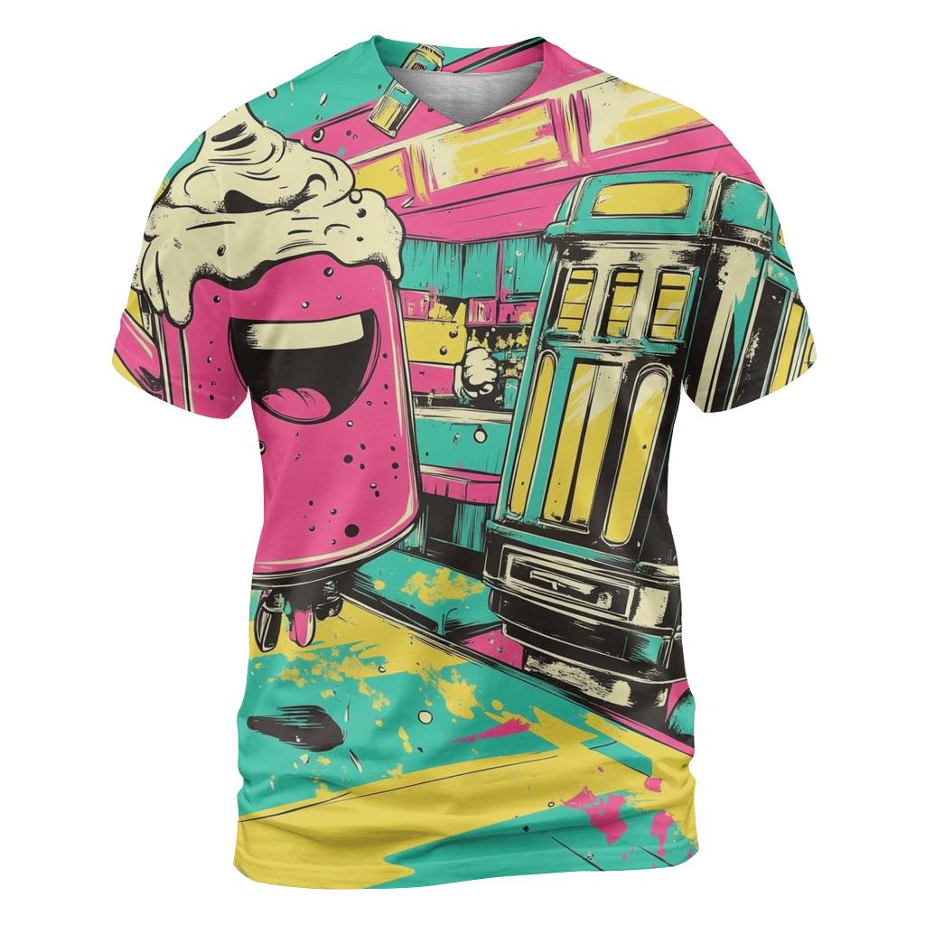Neon Diner Ruckus artistic all-over print tops
