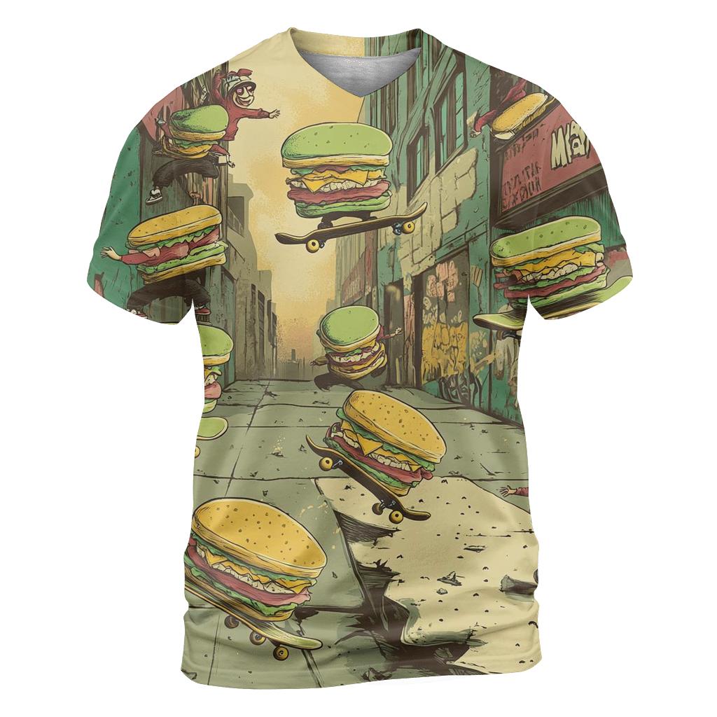 Skateboard Sandwich Syndicate artistic all-over print tops
