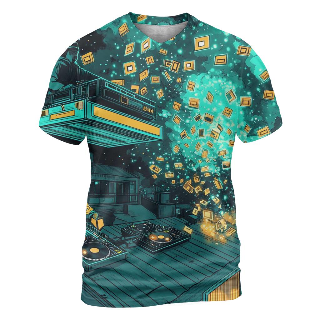 Mixtape Meteor vibrant all-over design tees