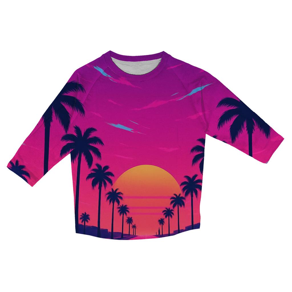 Neon Sunset Boulevard fashion 3/4 sleeve shirts