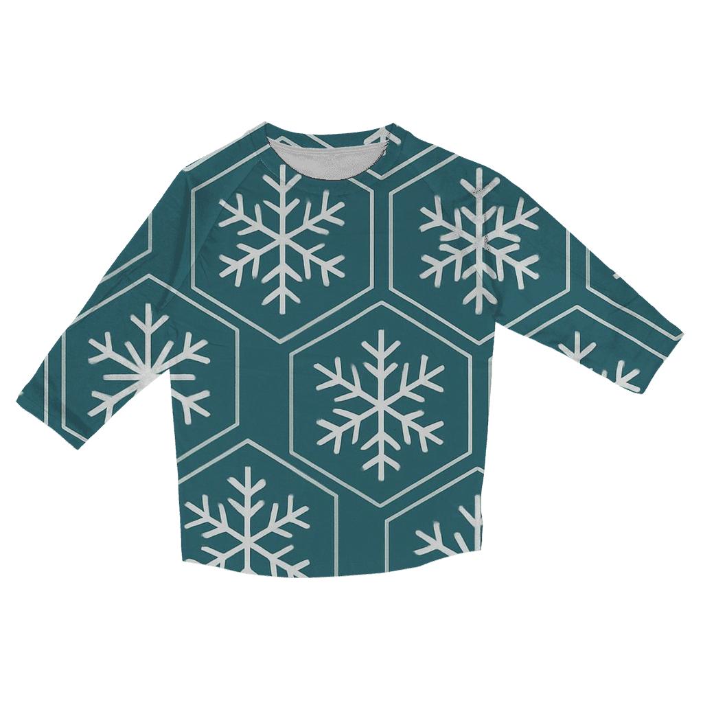 Snowflake Hex Grid printed three quarter sleeve shirts
