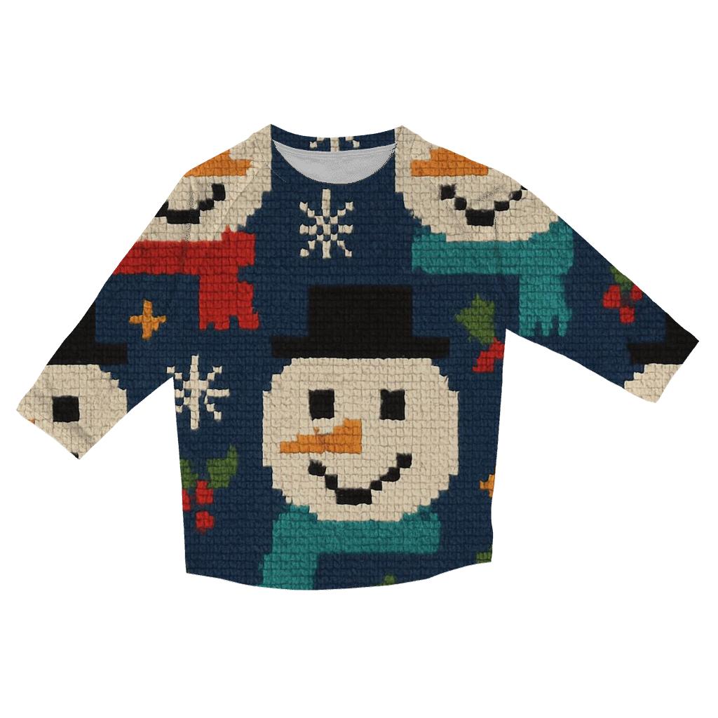 Snowman Scarf Grid Design cotton quarter sleeve shirts