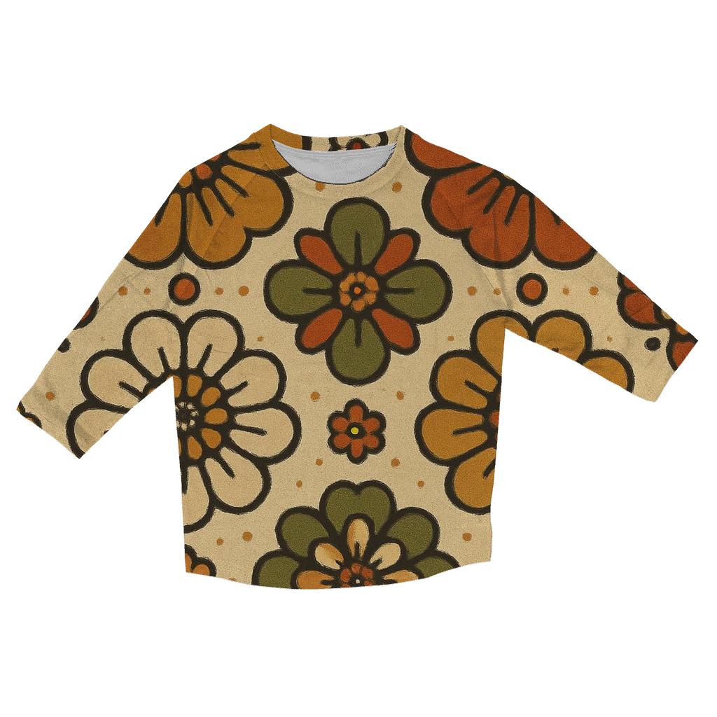 Harvest Flower Medallions casual three quarter sleeve shirts