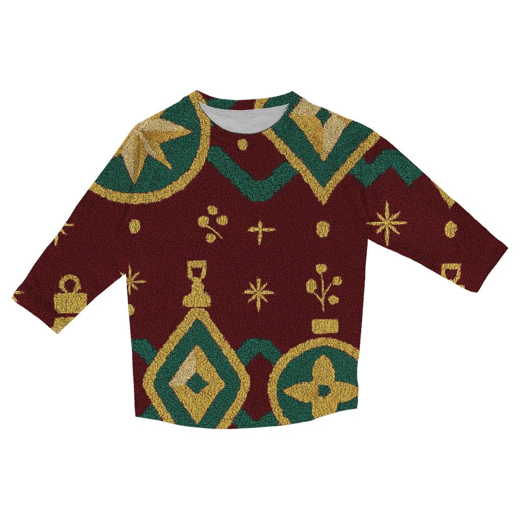 Ornament Ribbon Tapestry Design designer 3/4 sleeve blouses