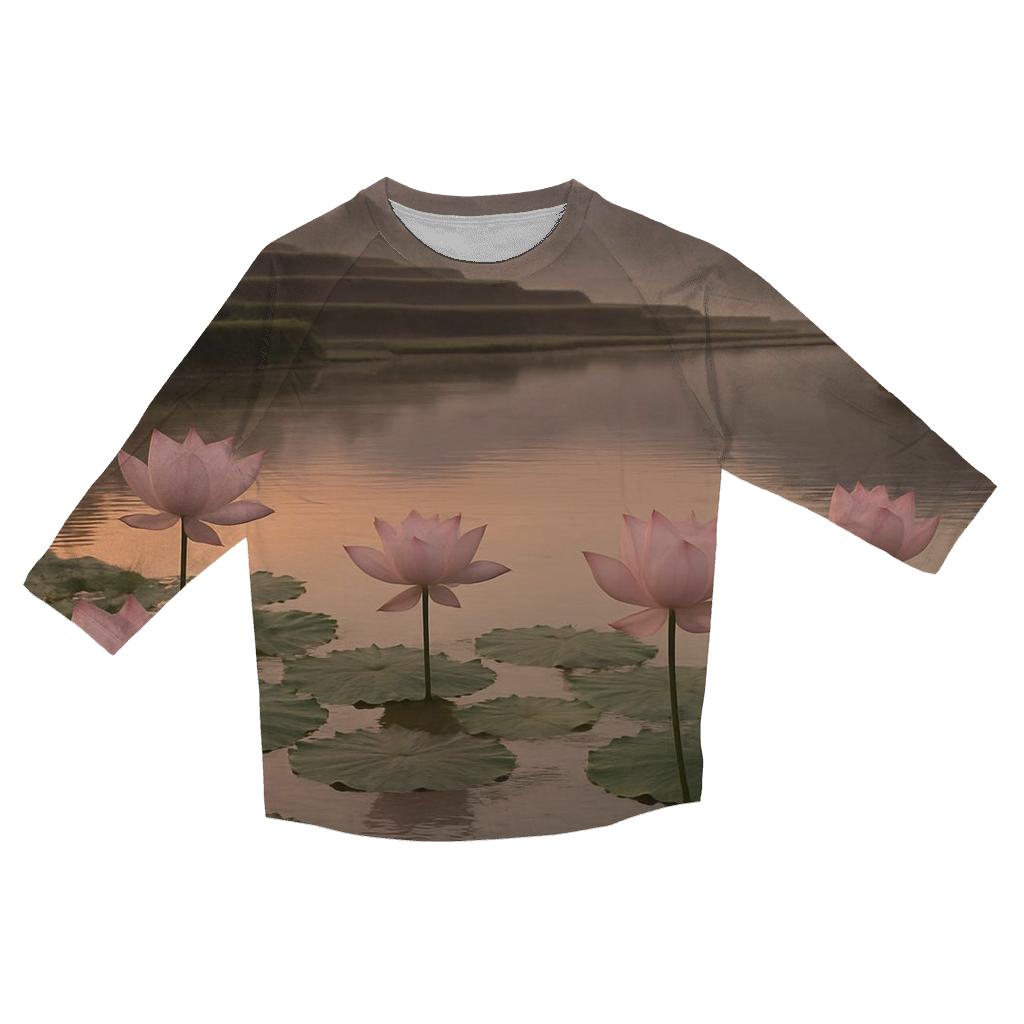Rice Terrace Lotus Reflection designer 3/4 sleeve blouses