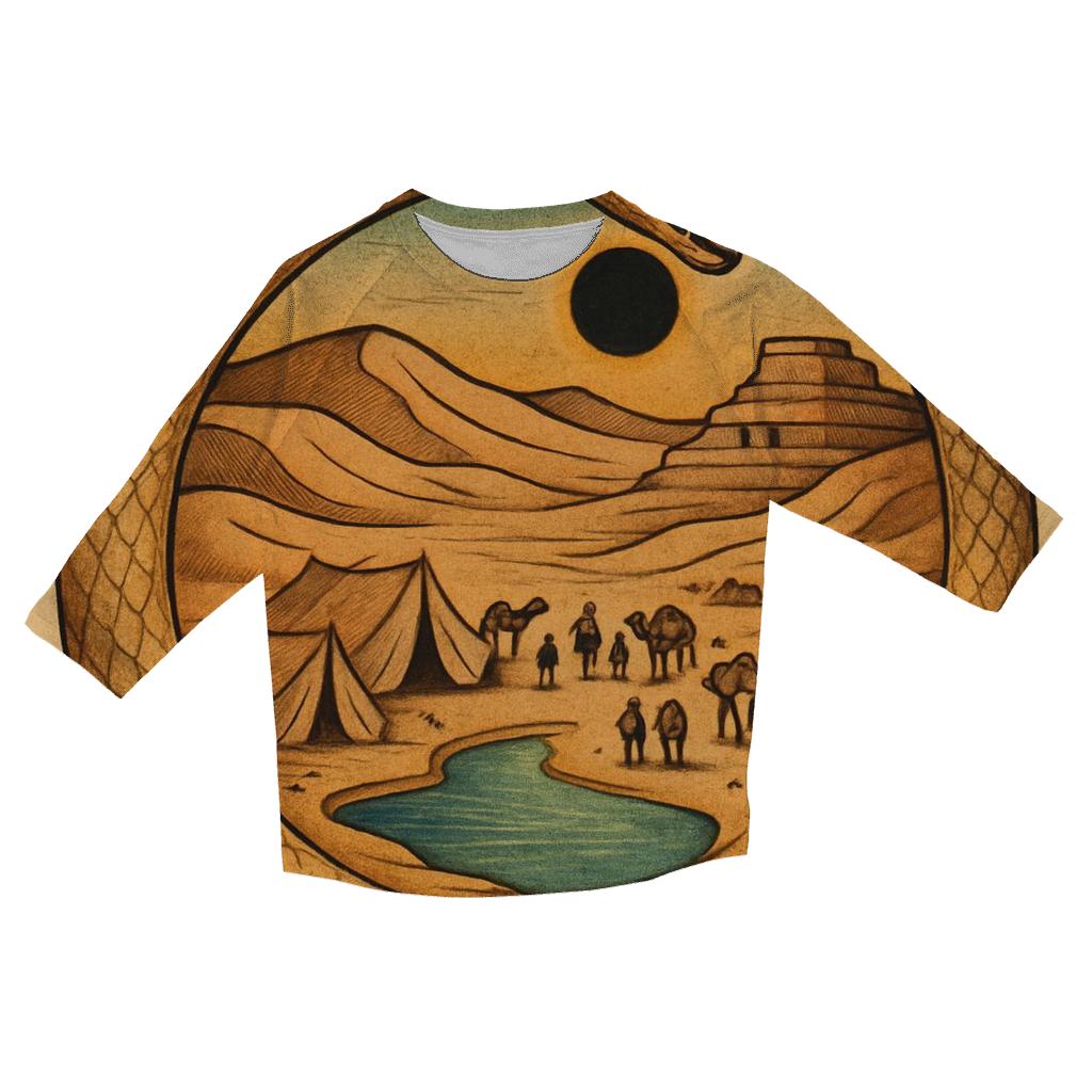 Desert Mirage Ouroboros Caravan printed three quarter sleeve shirts