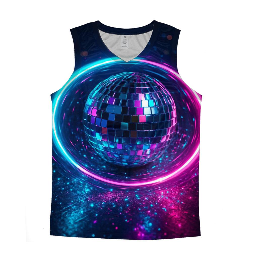 Neon Disco Halo sports performance tank tops