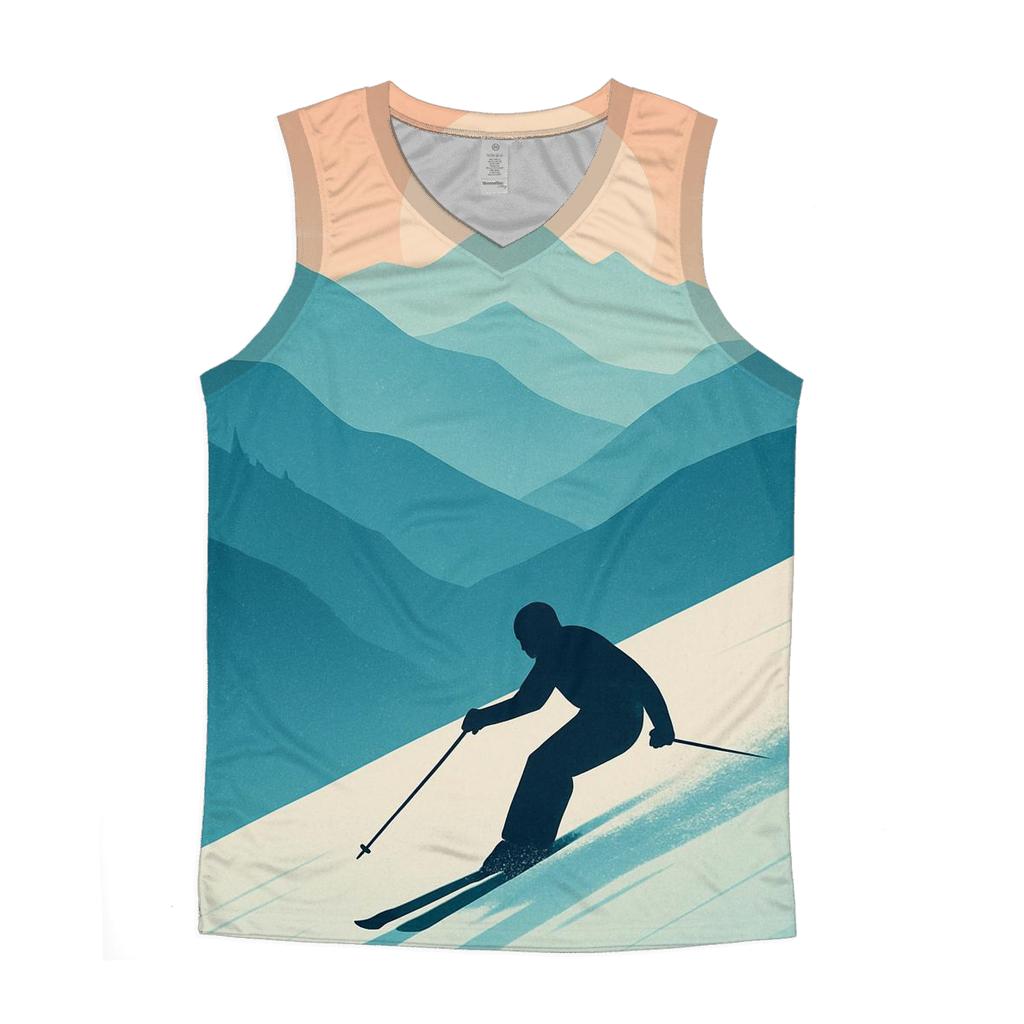 Alpine Ski Silhouette Sunset sports performance tank tops
