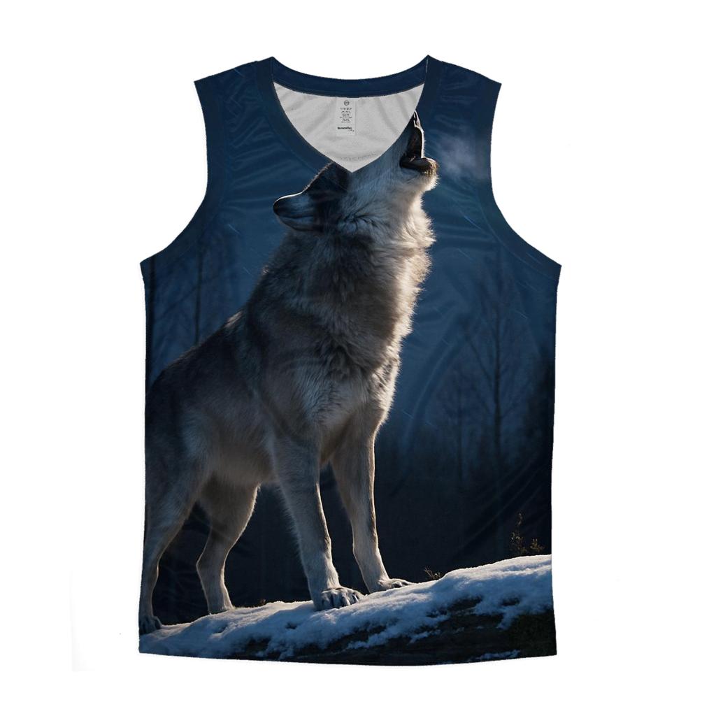 Night Howl Over Taiga personalized athletic tanks
