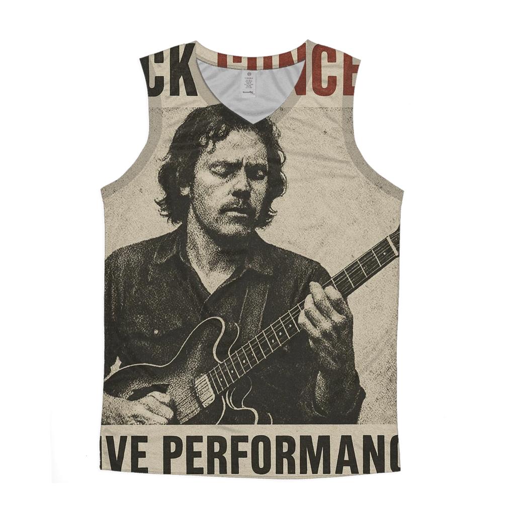 Aged Newspaper Concert Advert graphic print tank tops