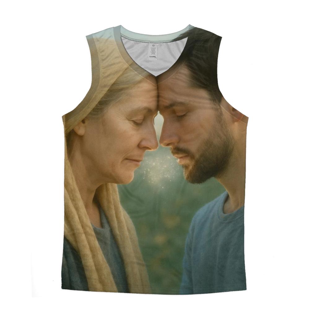 Between Breath And Blessing graphic print tank tops