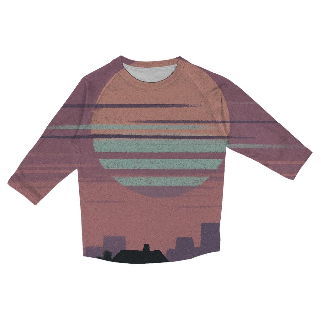 VHS Static Sunset stylish quarter sleeve tops
