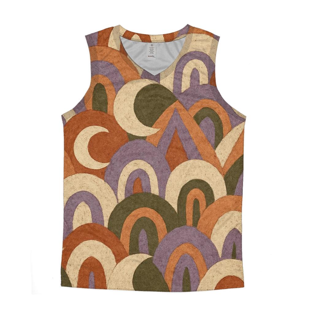 Boho Crescent Montage graphic print tank tops