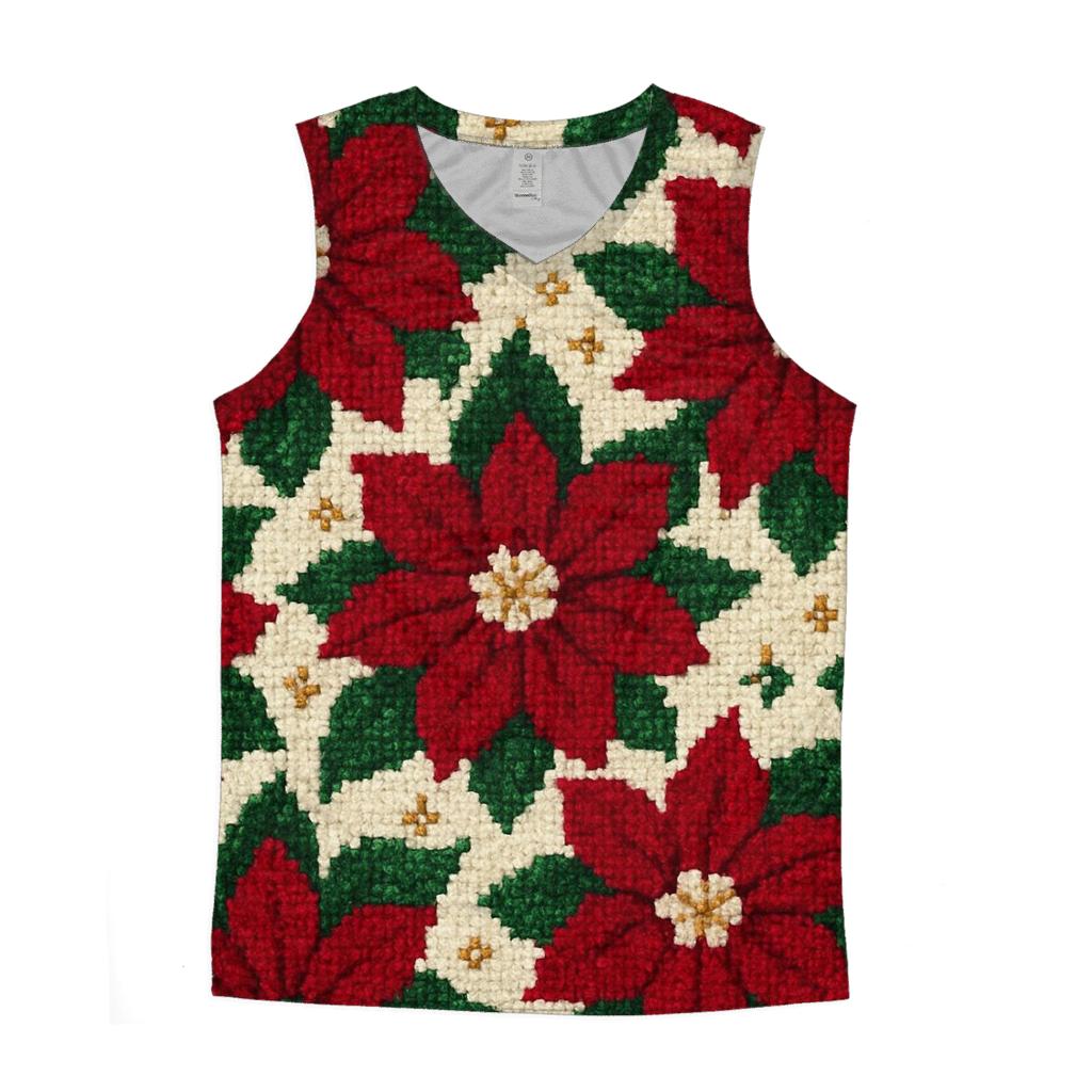 Poinsettia Tile Garden Design graphic print tank tops