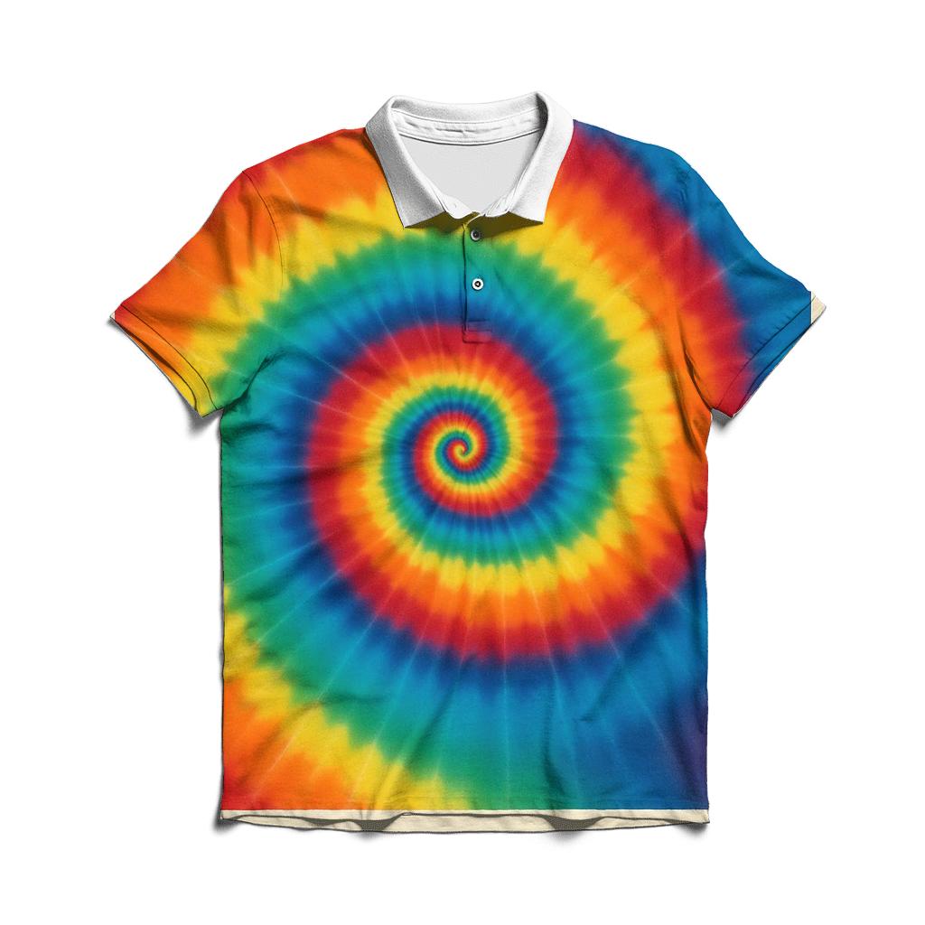 Classic Rainbow Spiral embroidered polo tops