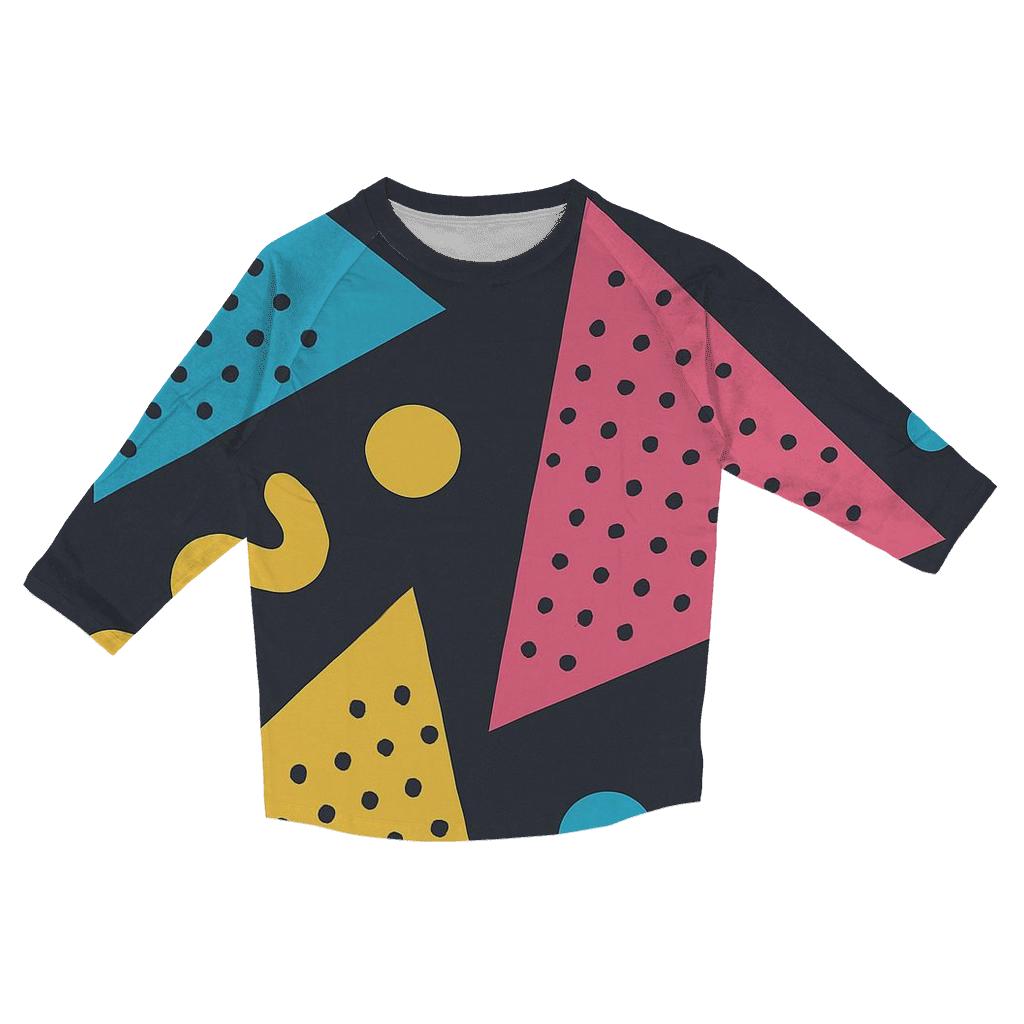 Memphis Neon Collage custom 3/4 sleeve shirts