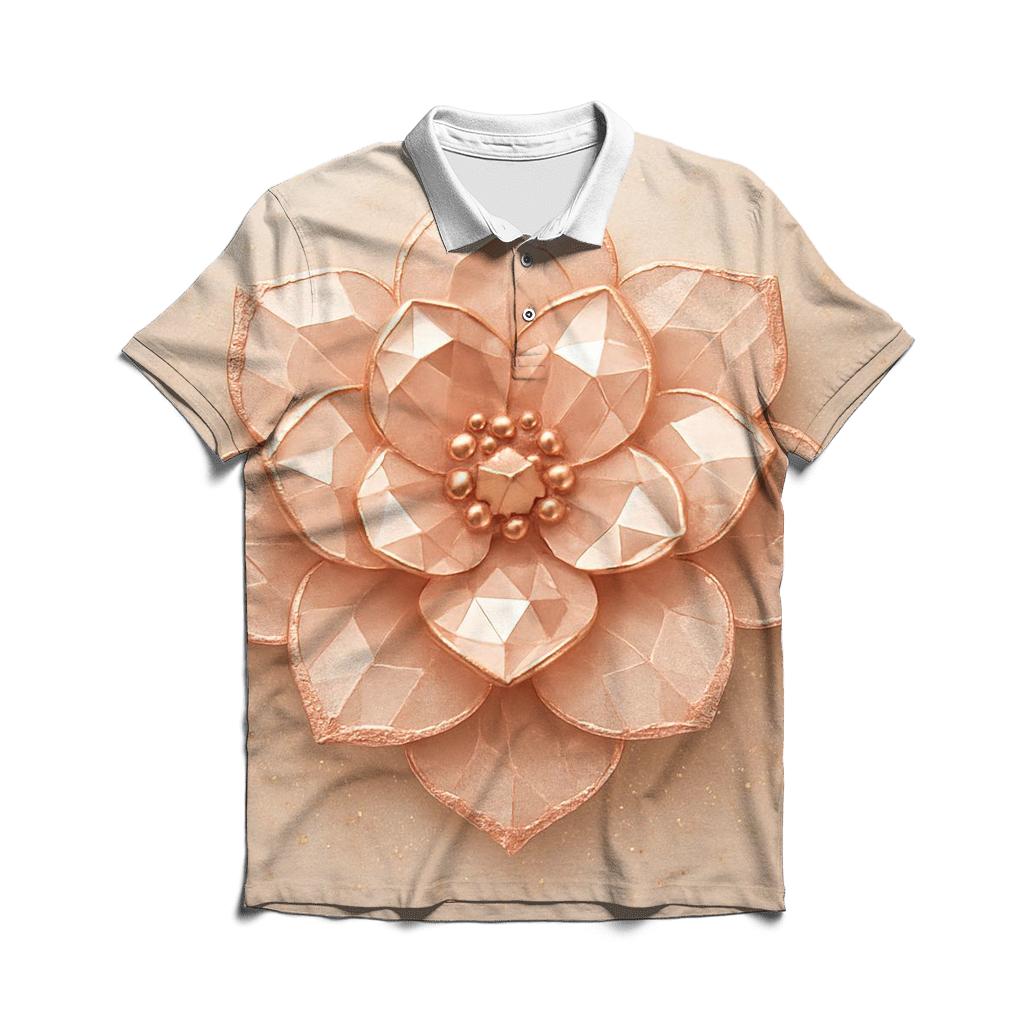 Rose Gold Facet Bloom branded logo polo shirts