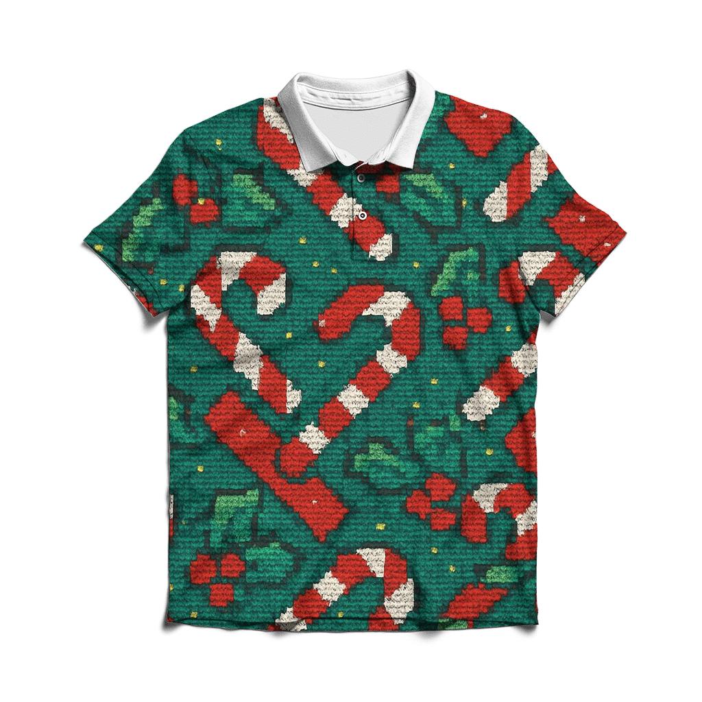 Candy Cane Herringbone Design designer slim fit polos