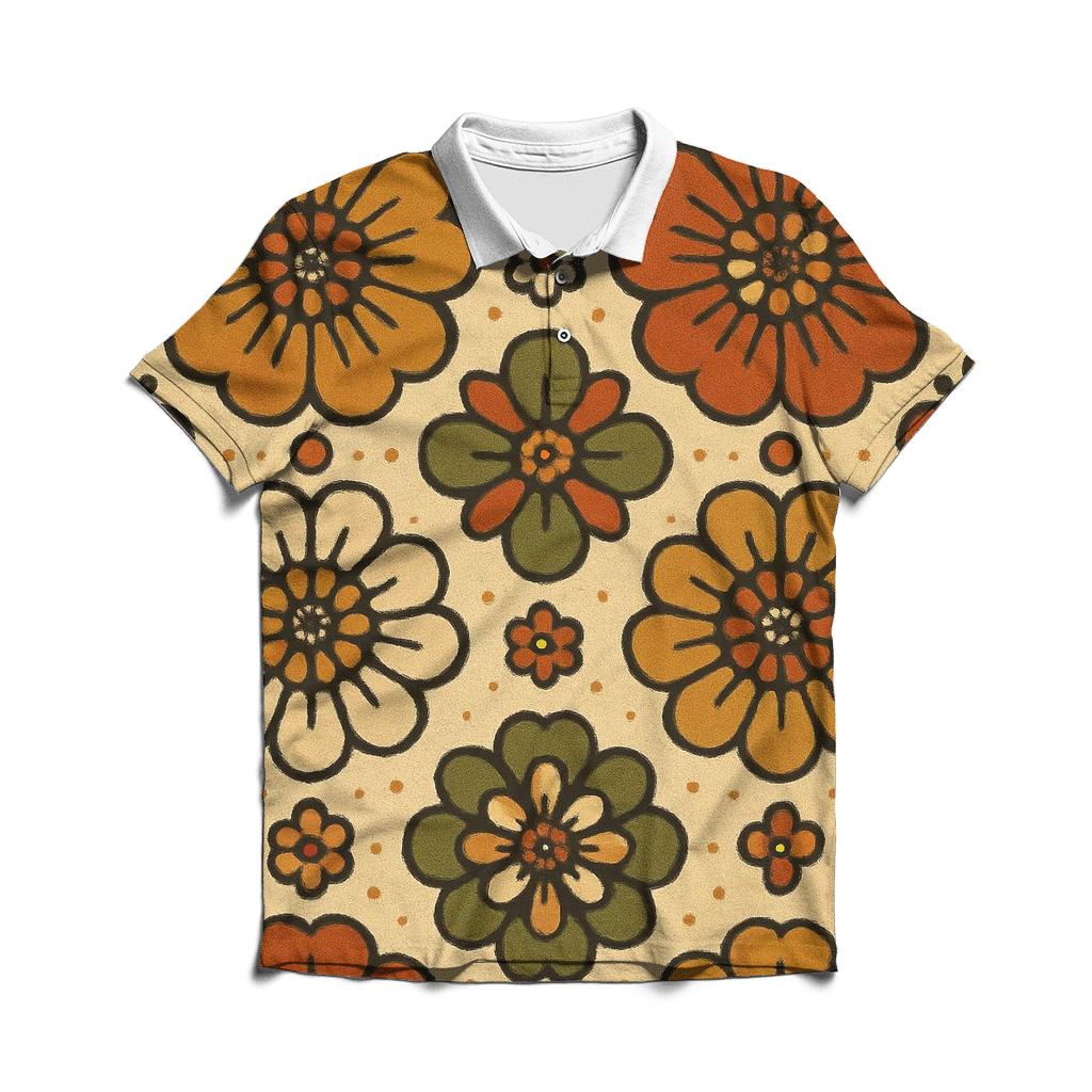 Harvest Flower Medallions embroidered polo tops