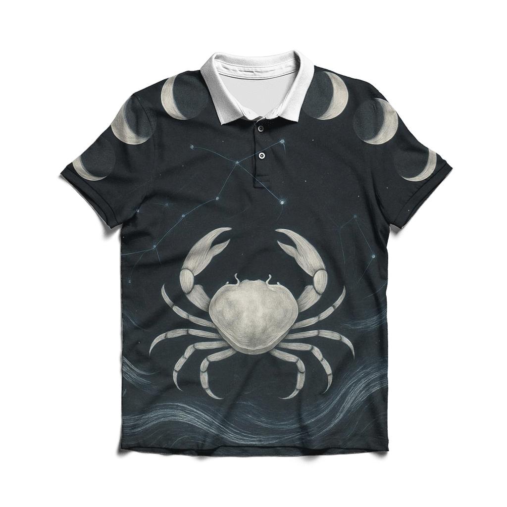 Cancer Moon Phase Cycle designer slim fit polos