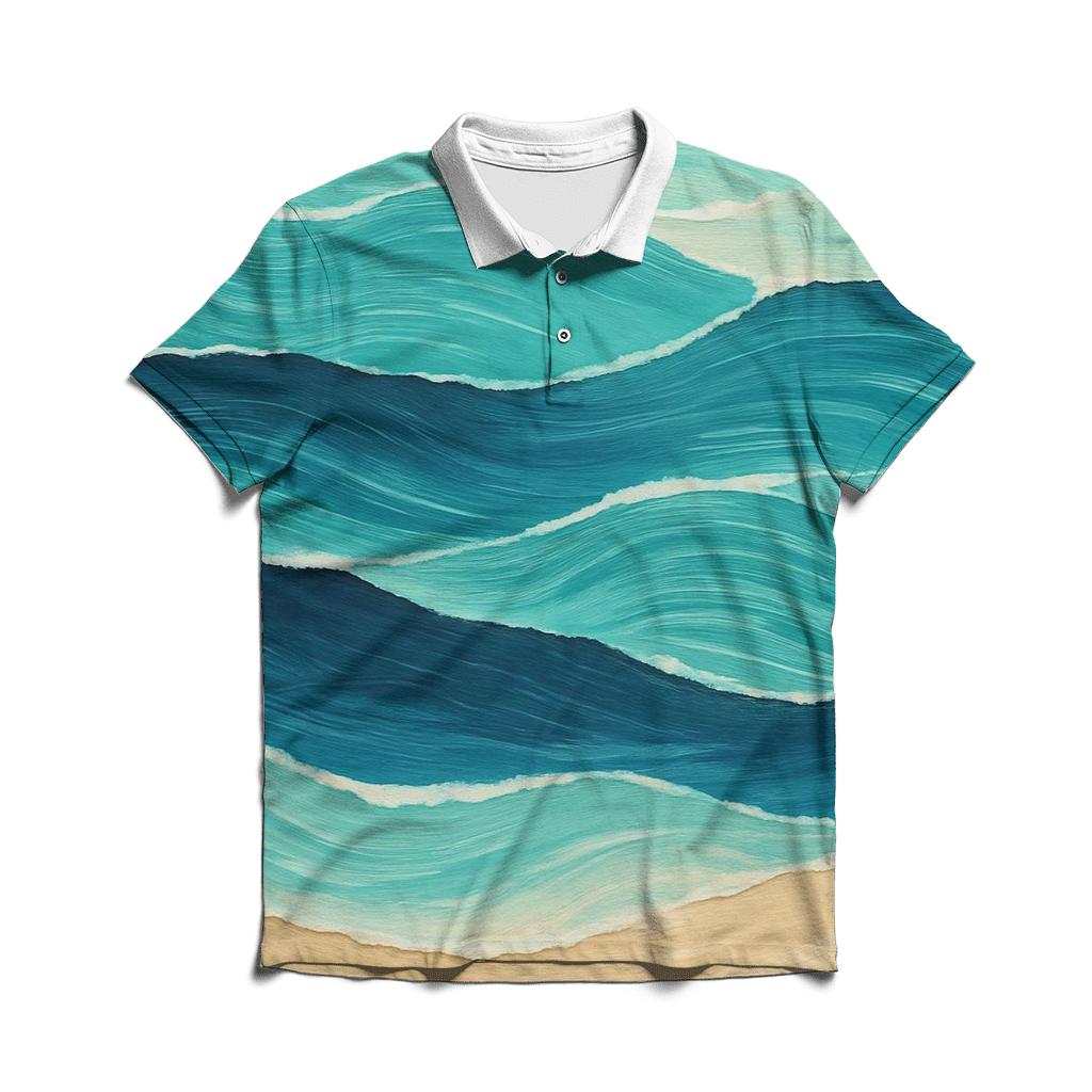 Acrylic Wave Collage premium cotton polo shirts