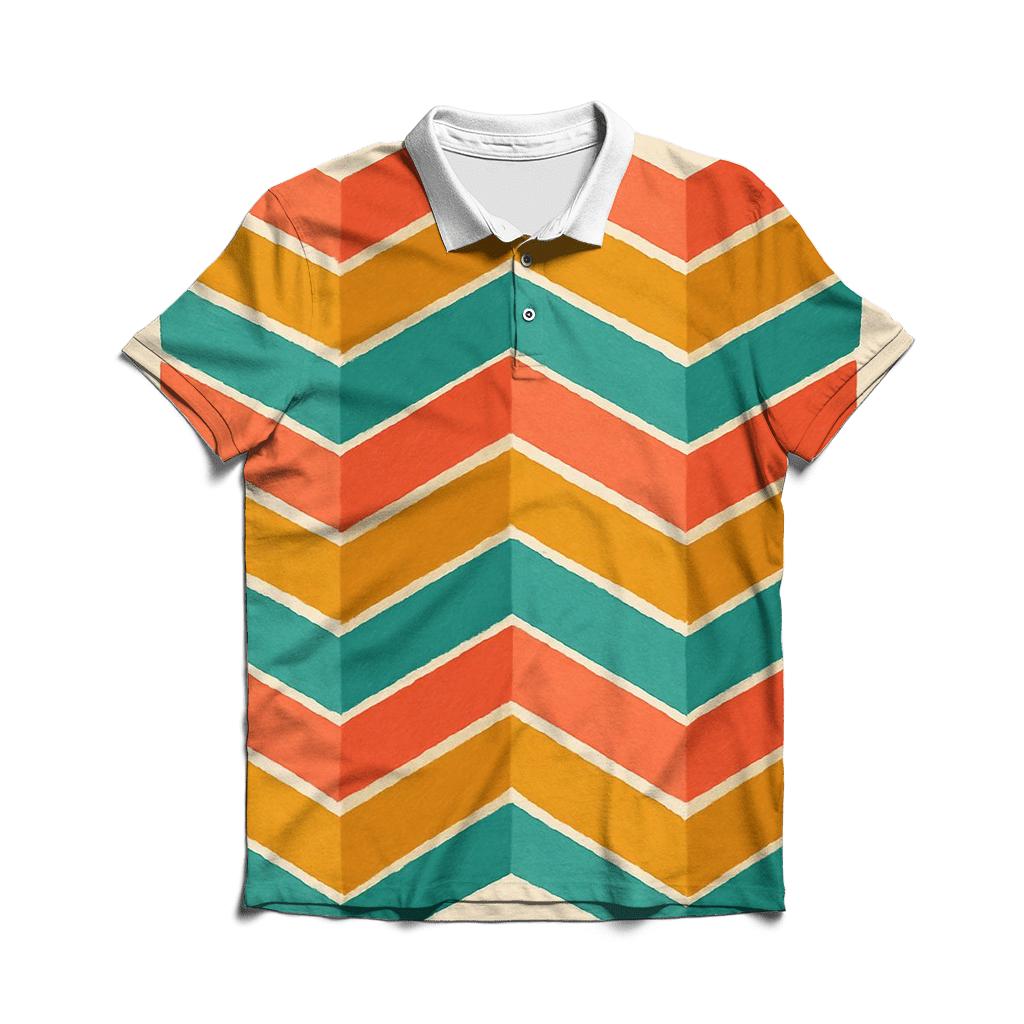 Coral Chevron Accordion branded logo polo shirts
