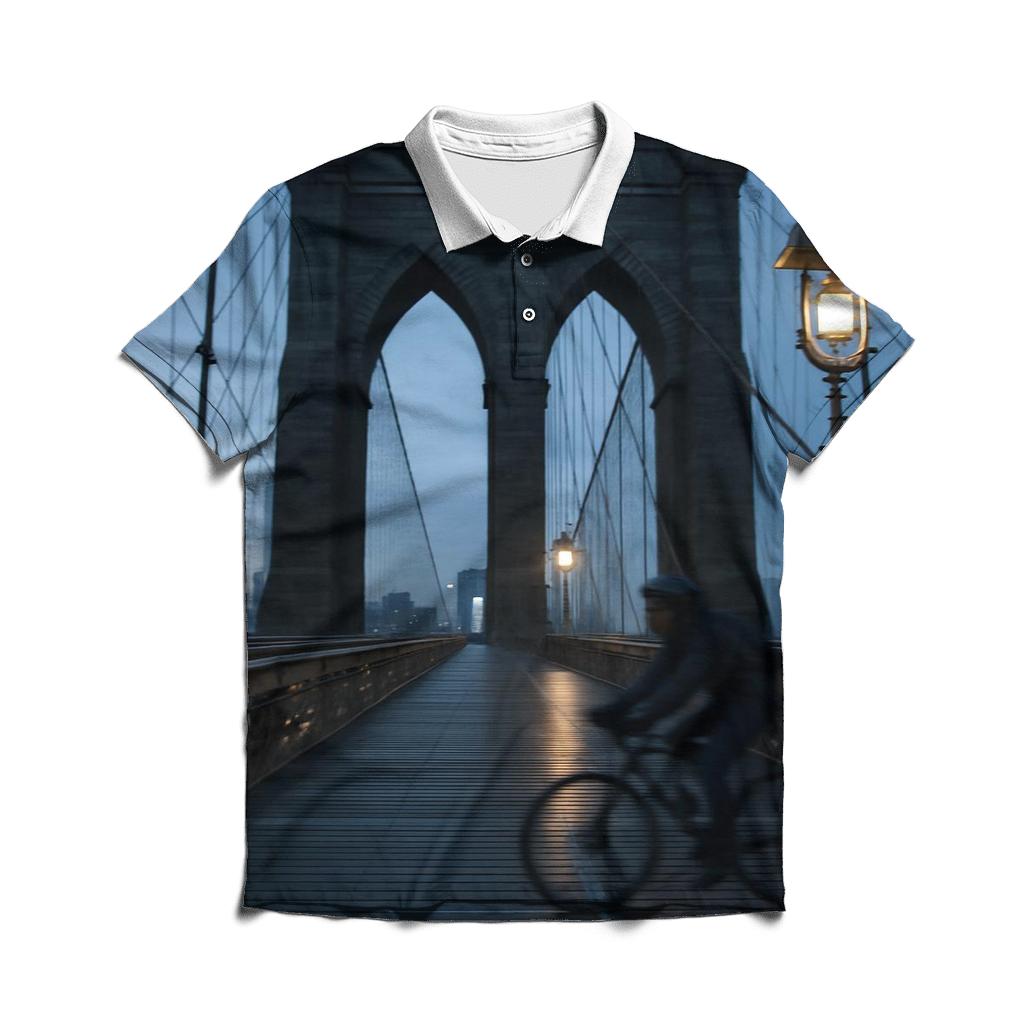 Brooklyn Bridge Cyclist Corridor personalized polo shirts