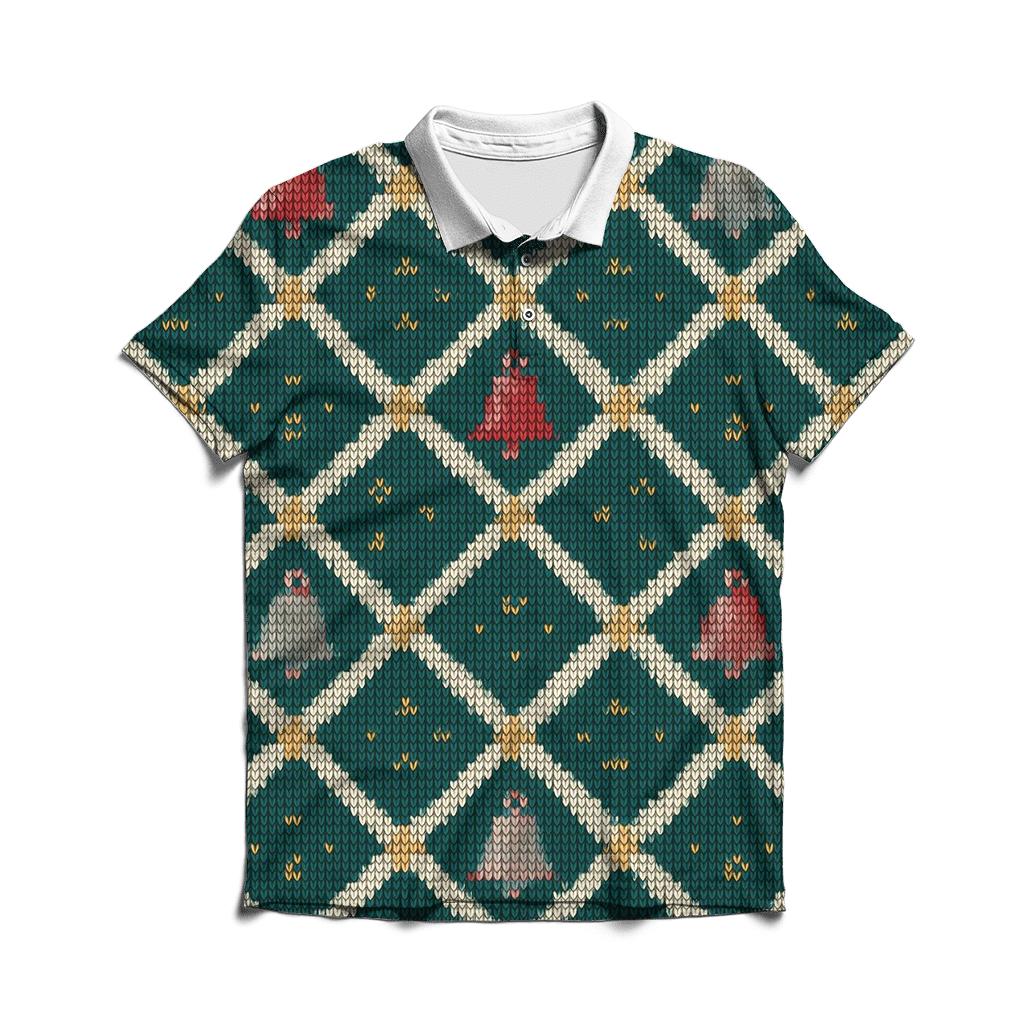 Sleigh Bell Crisscross Design embroidered polo tops
