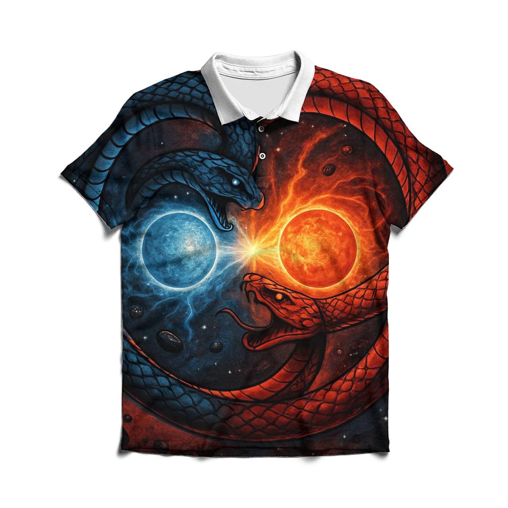 Binary Star Ouroboros Duel premium cotton polo shirts