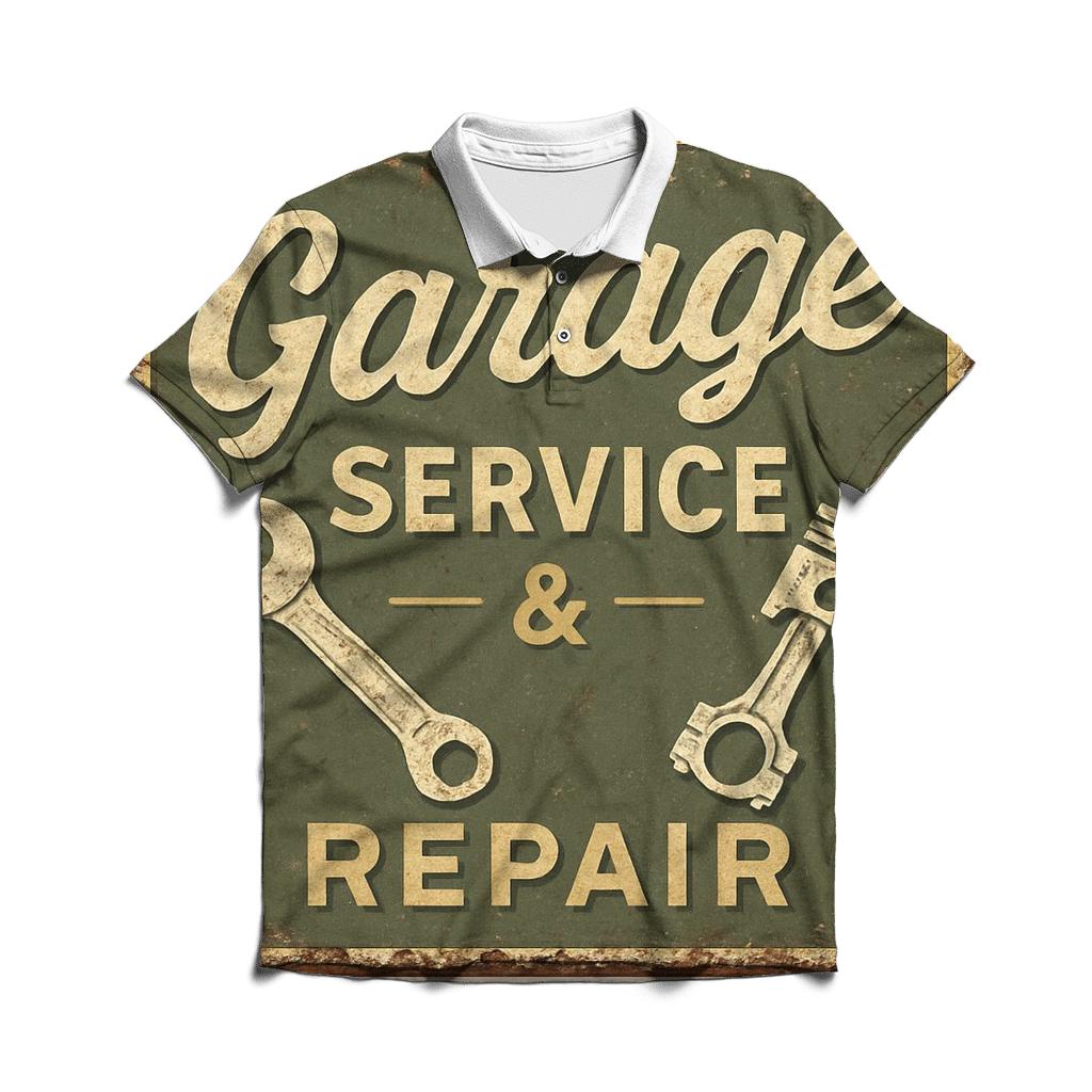 Antique Automotive Garage Plaque embroidered polo tops