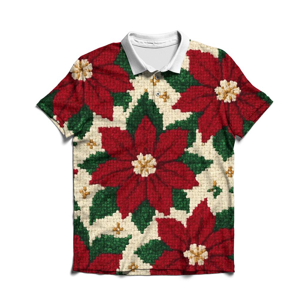 Poinsettia Tile Garden Design stylish collar polo tees