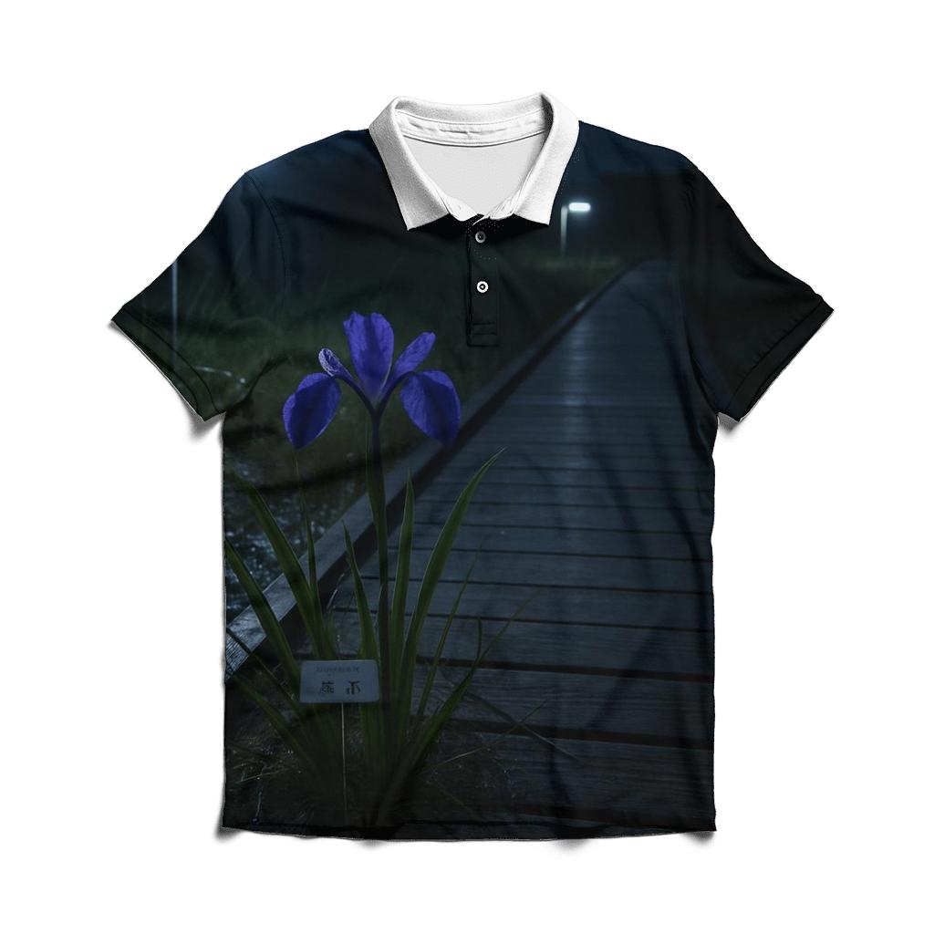 Wetland Iris Night Survey stylish collar polo tees