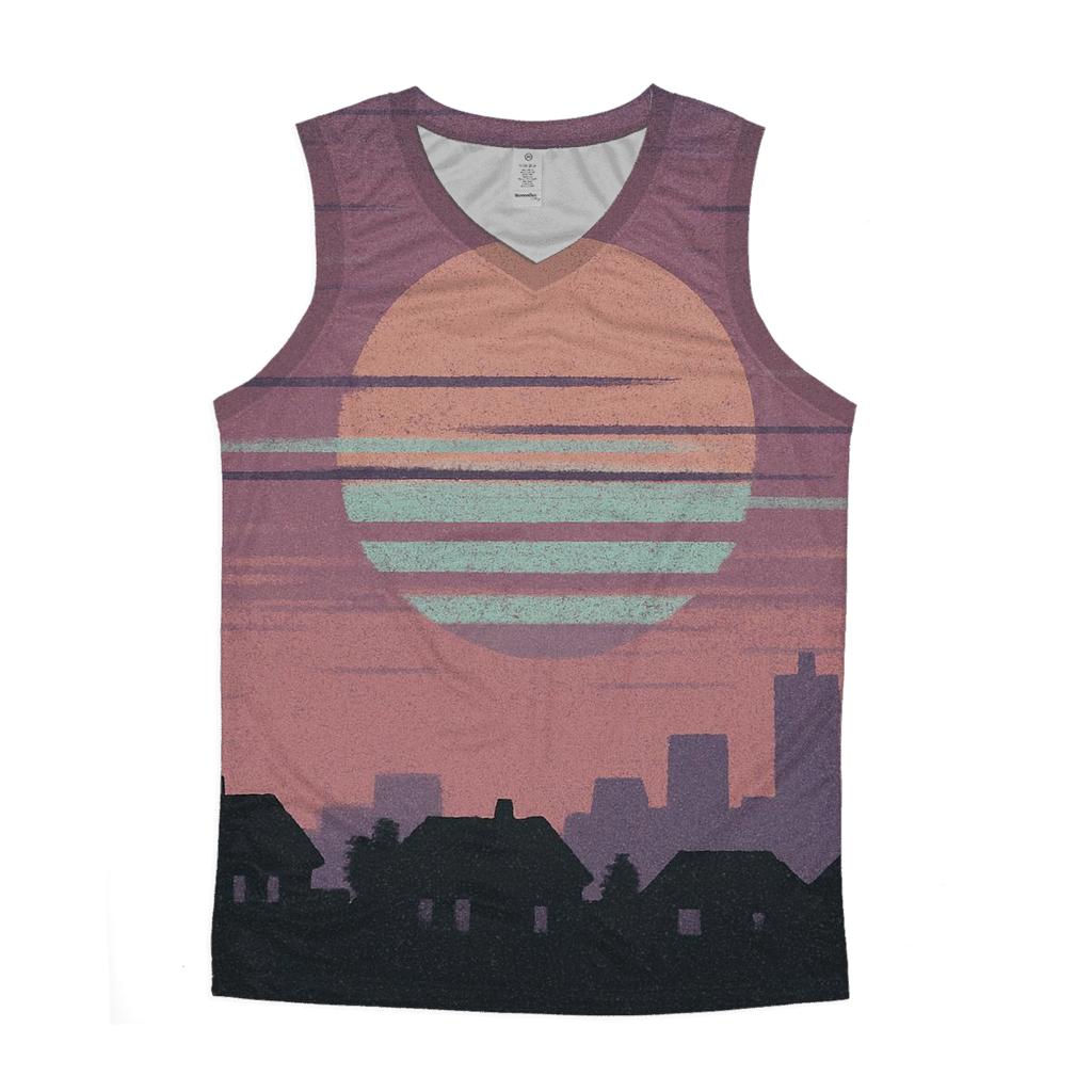 VHS Static Sunset trendy fitted tank tops