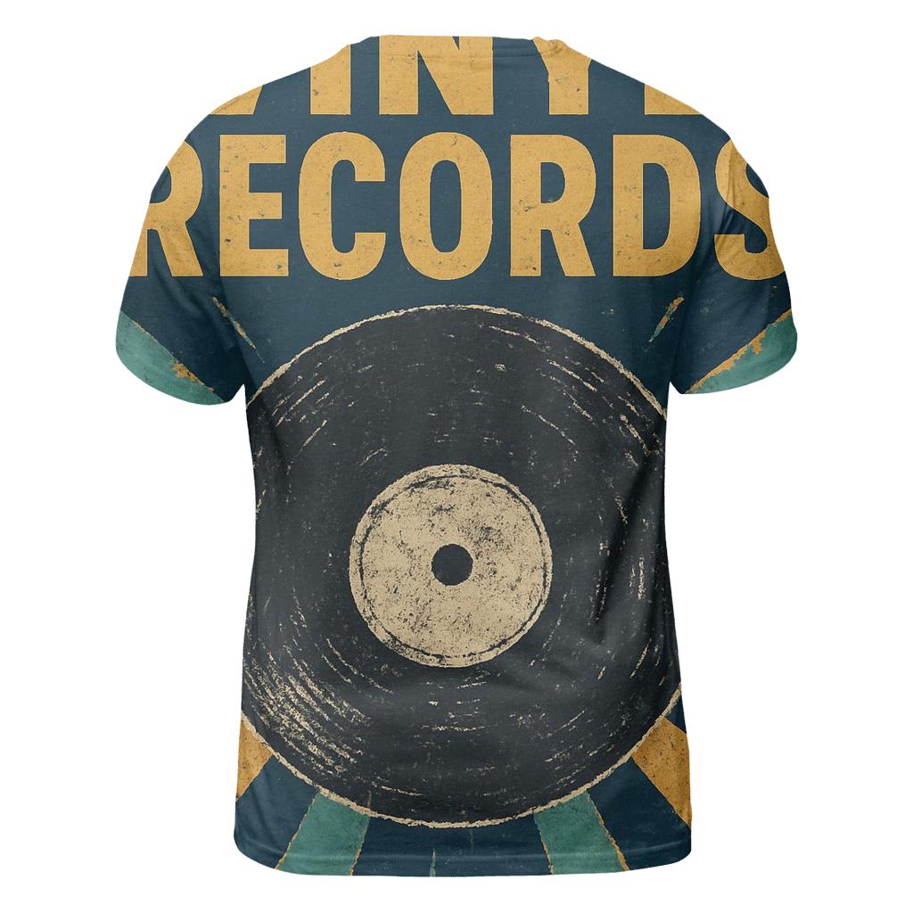 Distressed Vinyl Record Billboard artistic all-over print tops