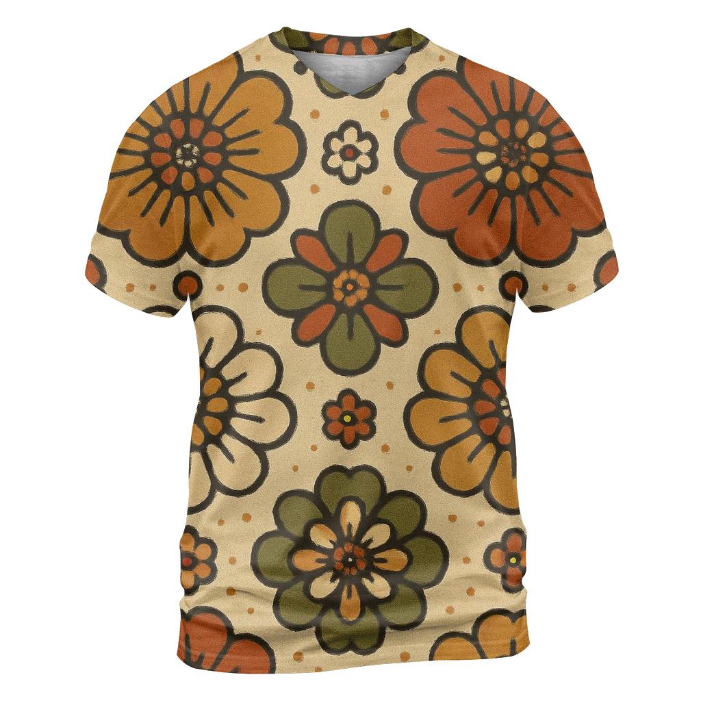 Harvest Flower Medallions artistic all-over print tops