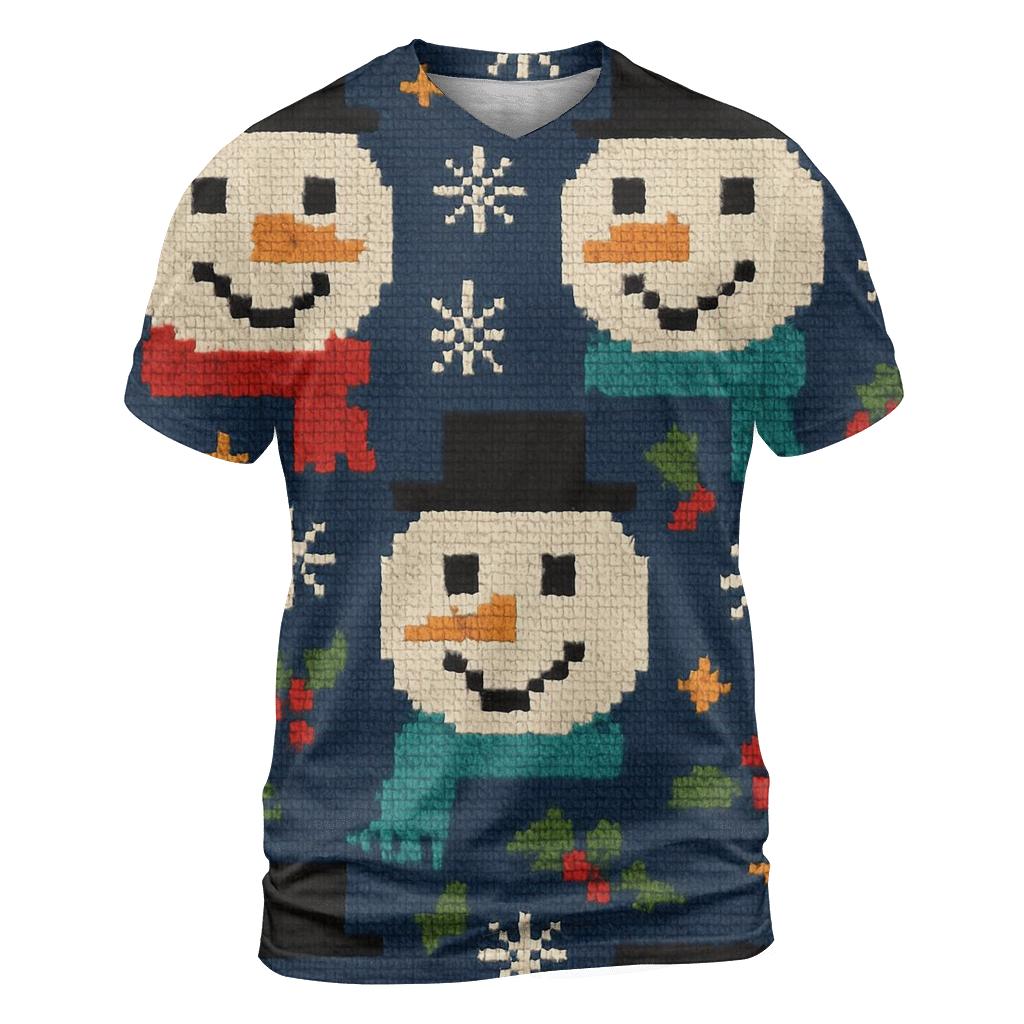 Snowman Scarf Grid Design vibrant all-over design tees