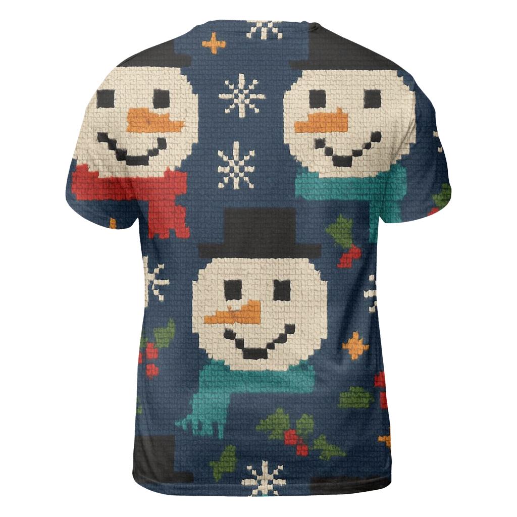 Snowman Scarf Grid Design vibrant all-over design tees