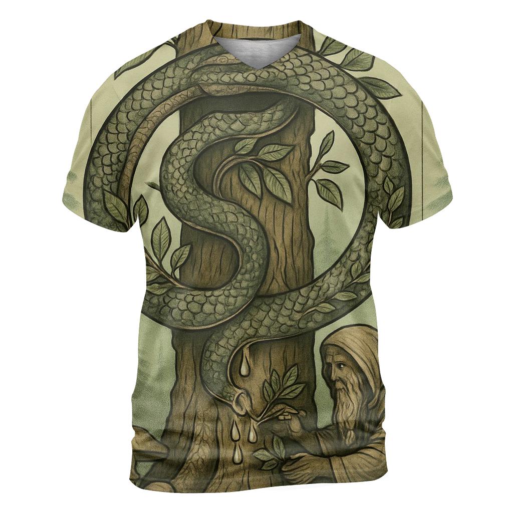 Arboreal Ouroboros Healer vibrant all-over design tees