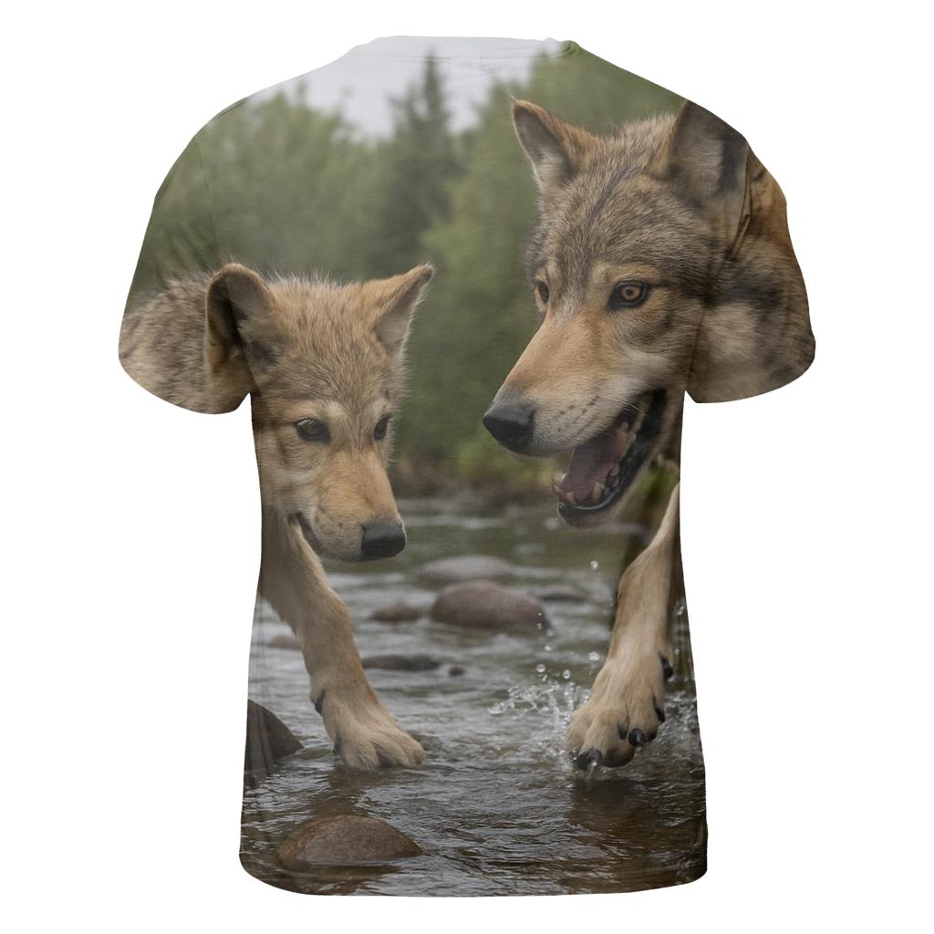 River Crossing Pup Lesson creative print fashion shirts