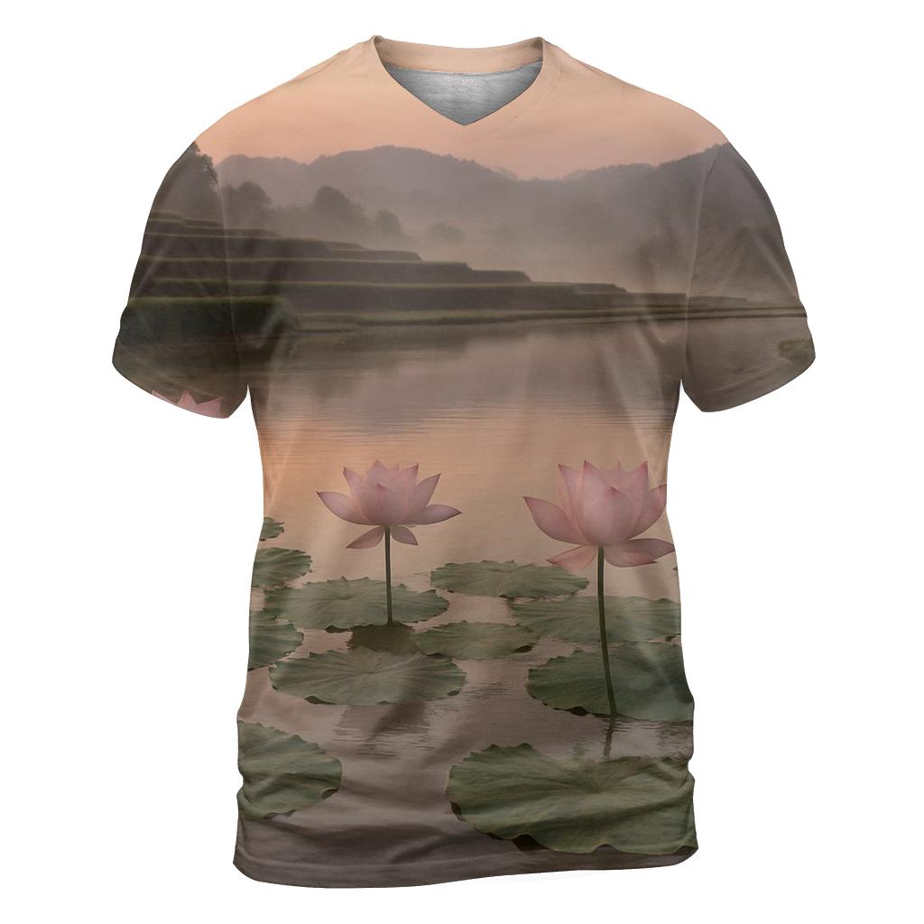 Rice Terrace Lotus Reflection personalized full print shirts