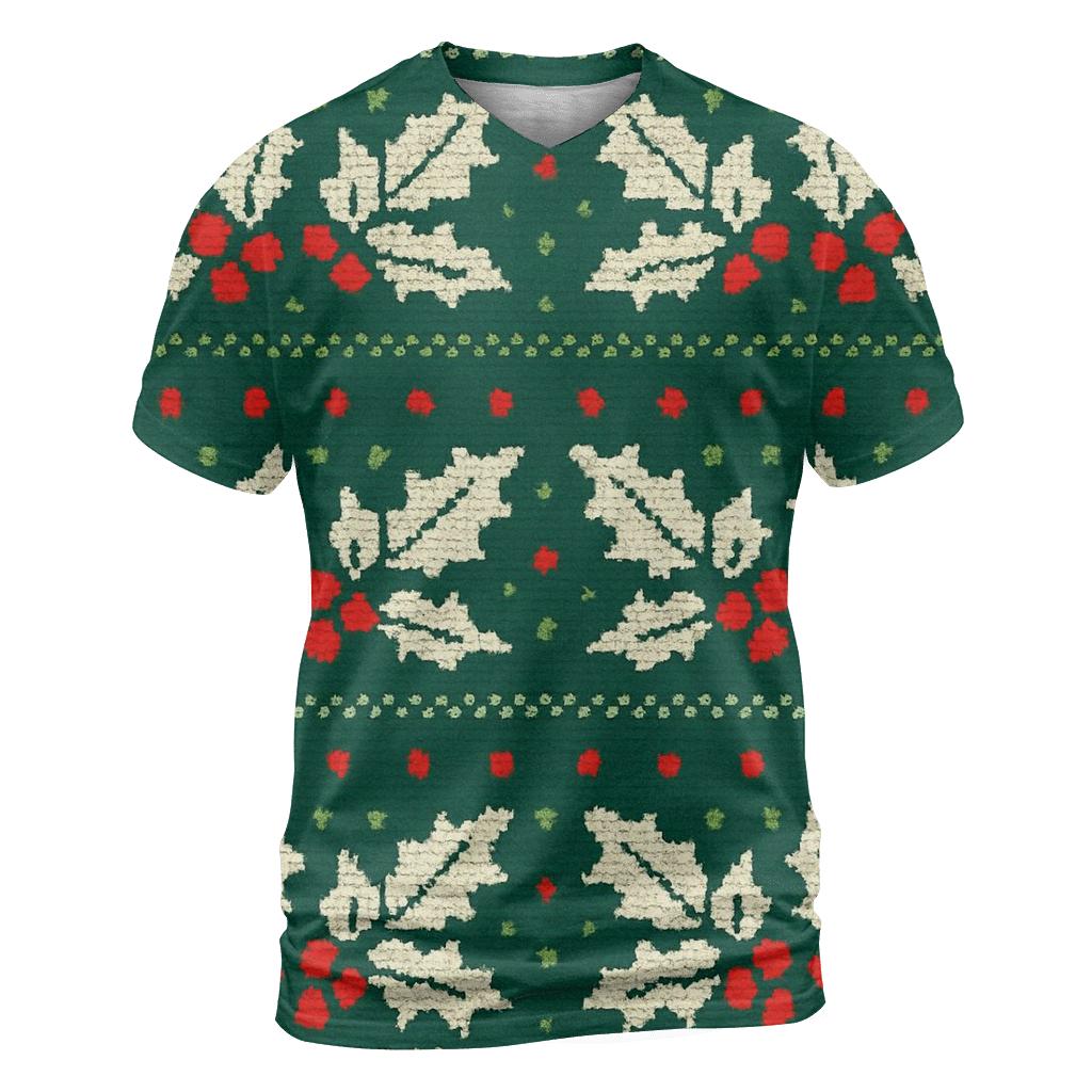 Holly Berry Dot Matrix Design vibrant all-over design tees