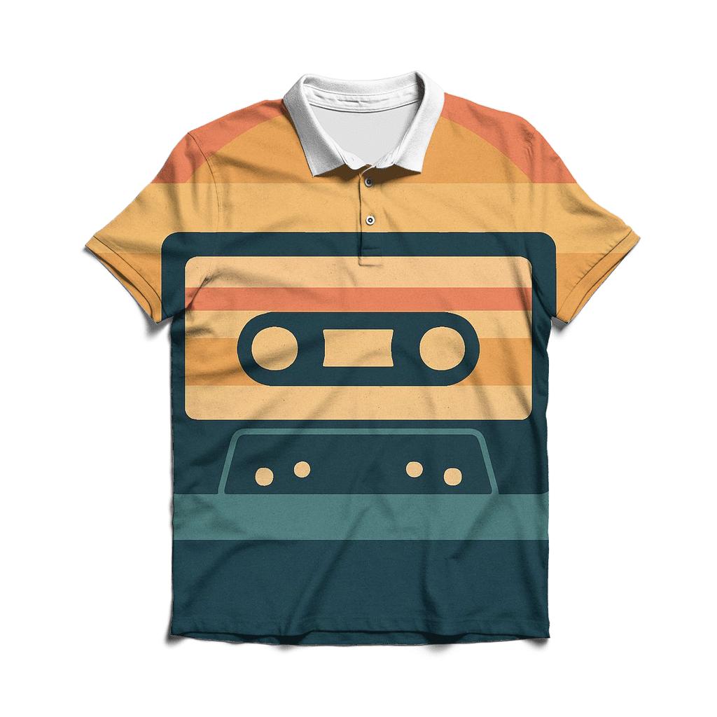 Cassette Sunset Stripes premium cotton polo shirts