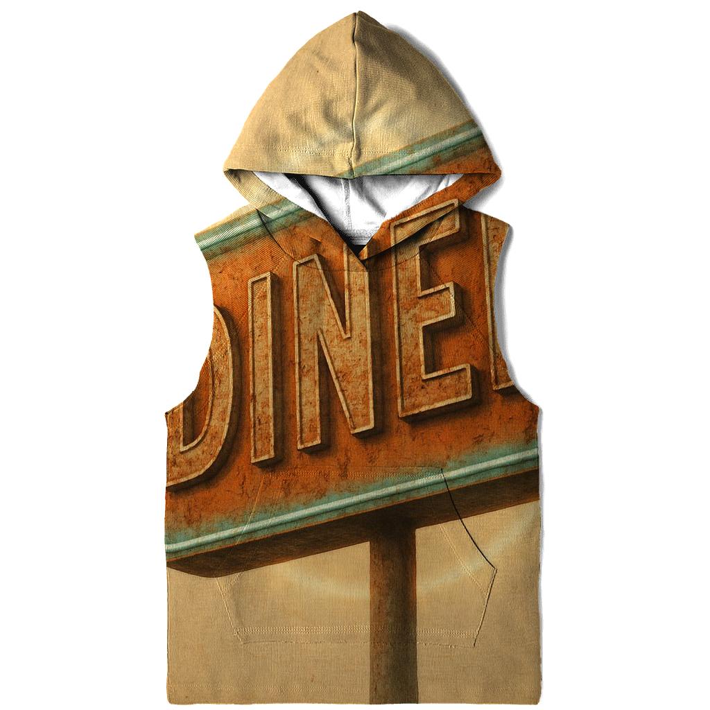 Burnt Orange Roadside Diner Sign premium hoodies