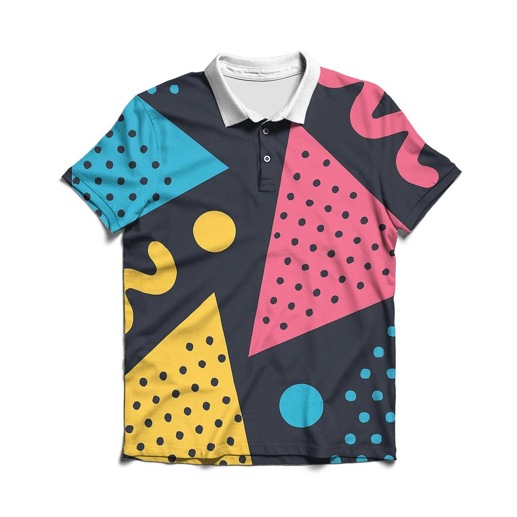 Memphis Neon Collage premium cotton polo shirts