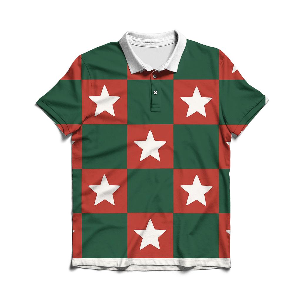 Checkerboard Starfield casual sports polo shirts