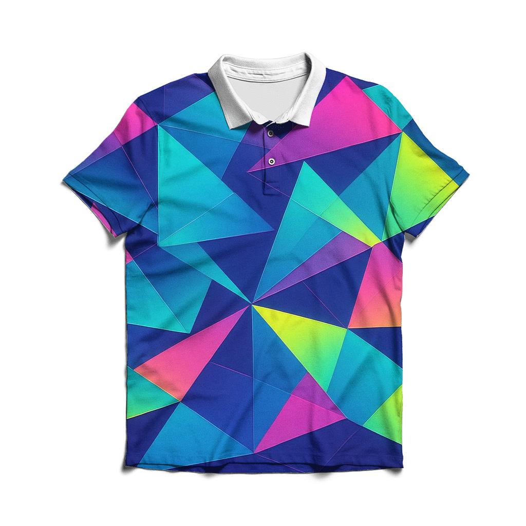 Retro Prism Triangles embroidered polo tops
