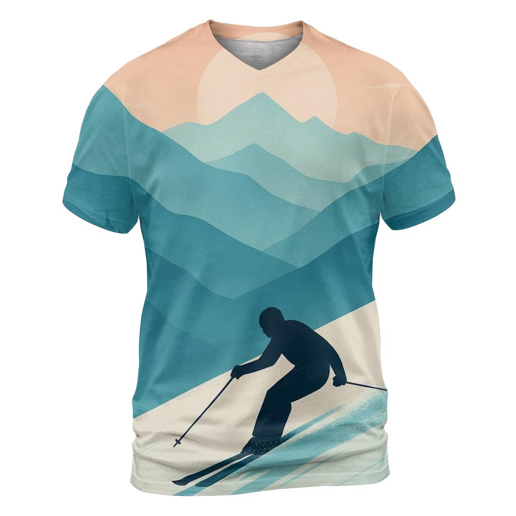 Alpine Ski Silhouette Sunset trendy printed shirt styles