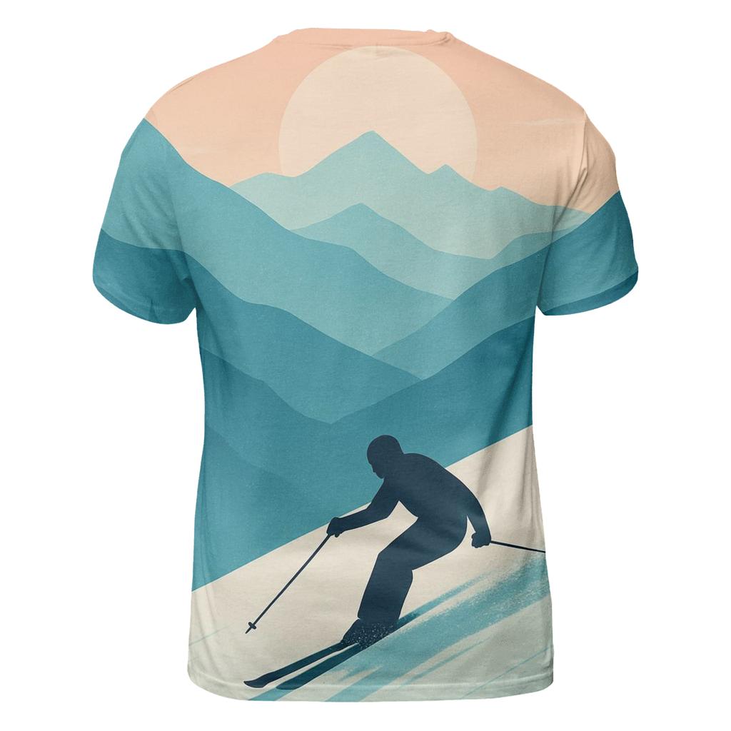 Alpine Ski Silhouette Sunset trendy printed shirt styles